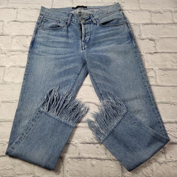 3x1 NYC Boho Fringed Straight Crop Ankle Jeans Stella Wash size 25 - Picture 5 of 13